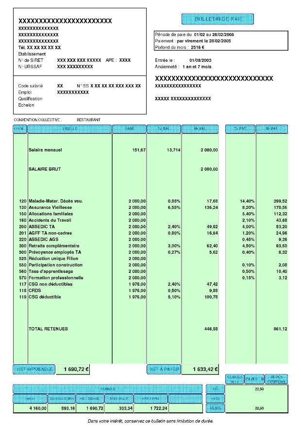 modele bulletin de paie vendeur